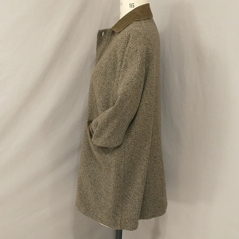 Jeanne Engelhart FLAX Jacket Wool Blend Corduroy Trim Oversized Natural Neutral - Picture 3 of 9